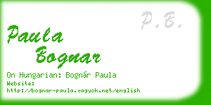 paula bognar business card
